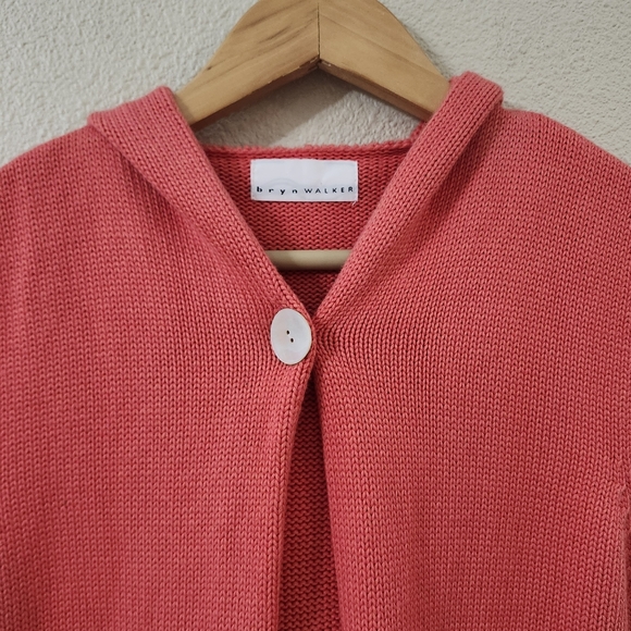 Bryn Walker Coral Sleeveless Knit Hooded Longline Cardigan Vest - Picture 3 of 11